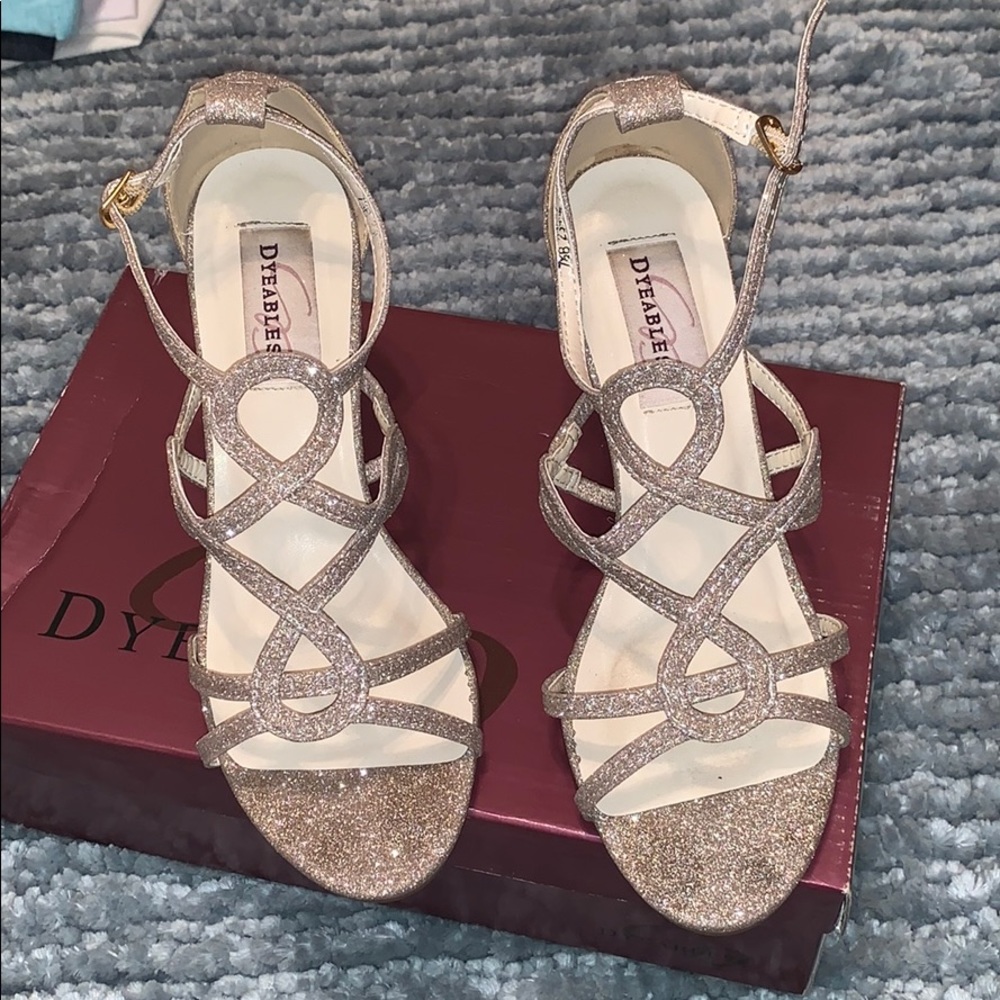 Dyeables Gold Glitter High Heel Shoes